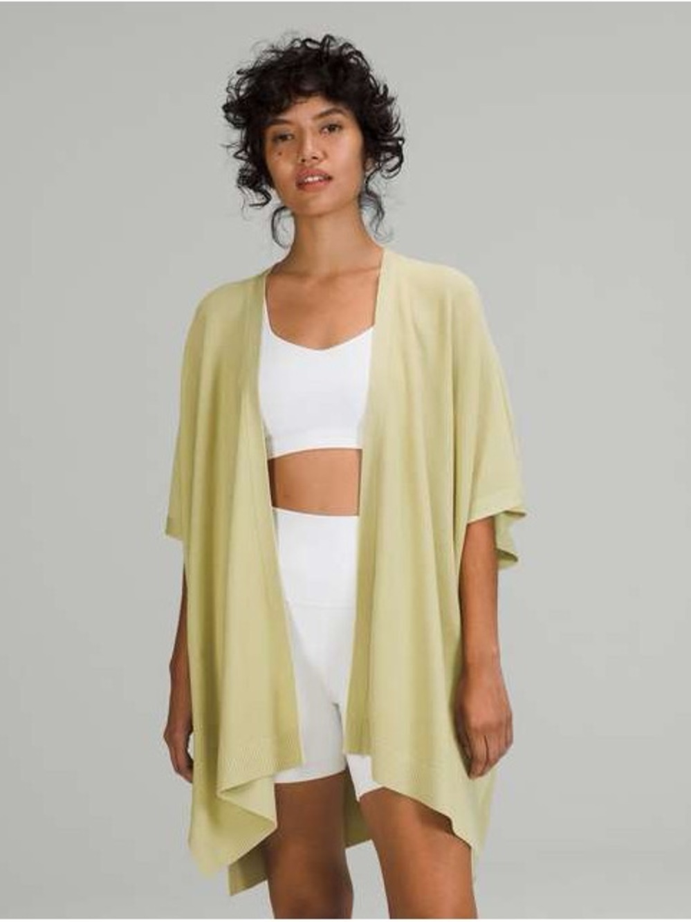 lululemon athletica Light Green Merino wool short sleeve wrap with pockets